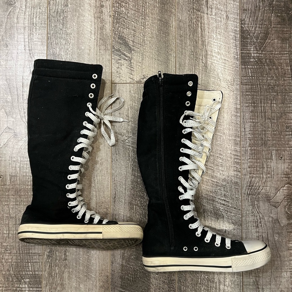 Black High-Top Lace-Up Women's Shoes